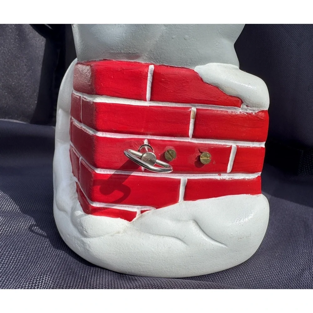 VTG 70s Ceramic Christmas Musical Wind Up Mouse On Chimney Decor 12 3/8